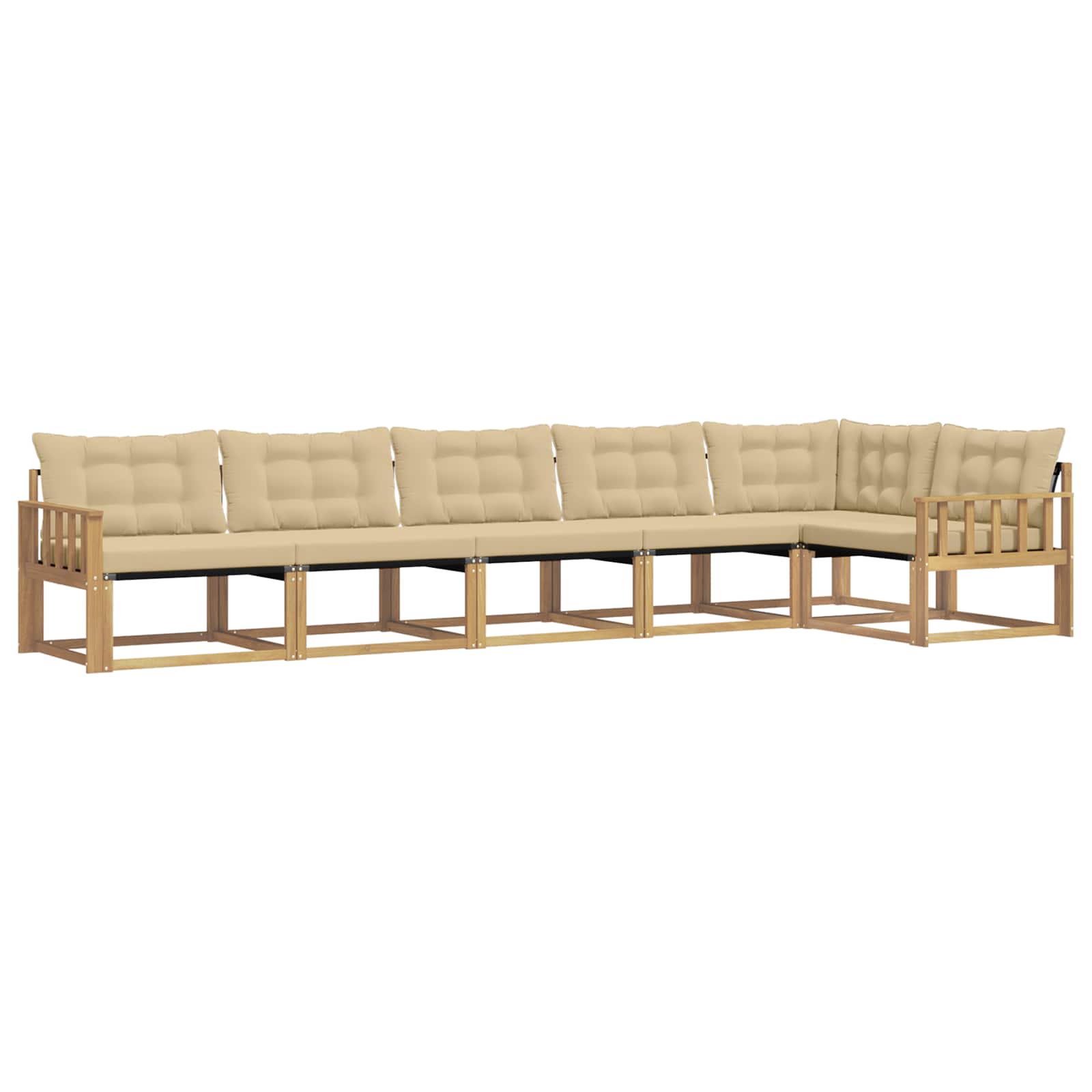 Buiten bankenset met kussen 6 pcs Wit en Beige is nu te koop bij PeponiXL, paradijselijk wonen!