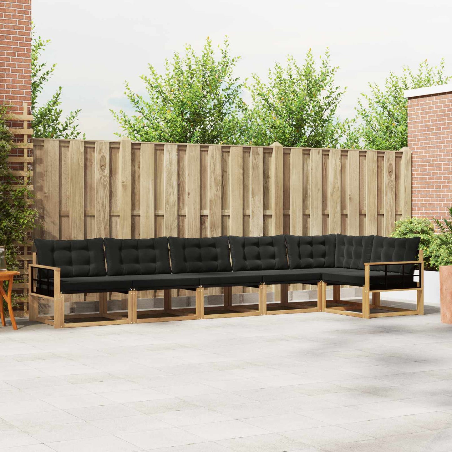 Buiten bankenset met kussen 6 pcs Wit en zwart is nu te koop bij PeponiXL, paradijselijk wonen!