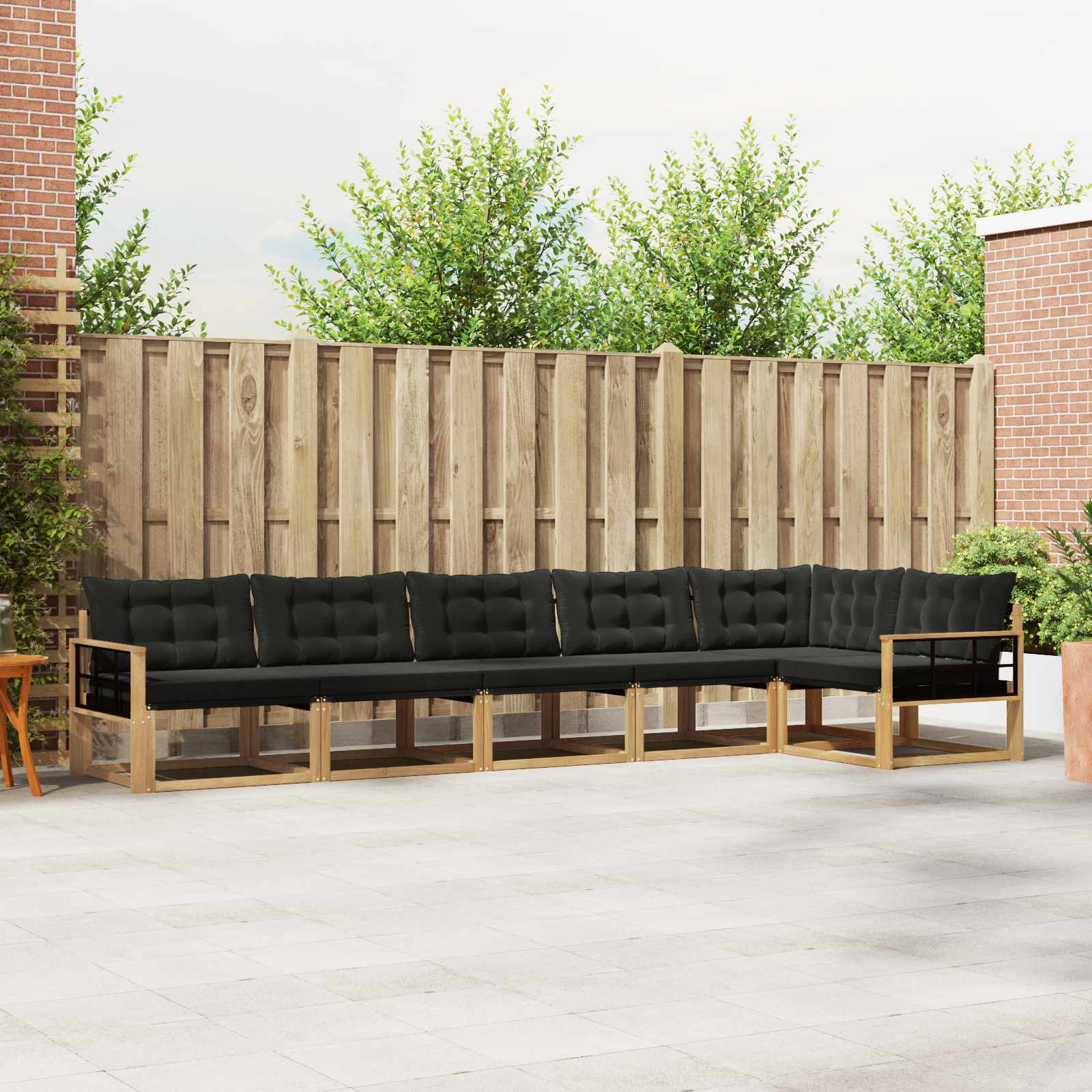 Buiten bankenset met kussen 6 pcs Wit en zwart is nu te koop bij PeponiXL, paradijselijk wonen!