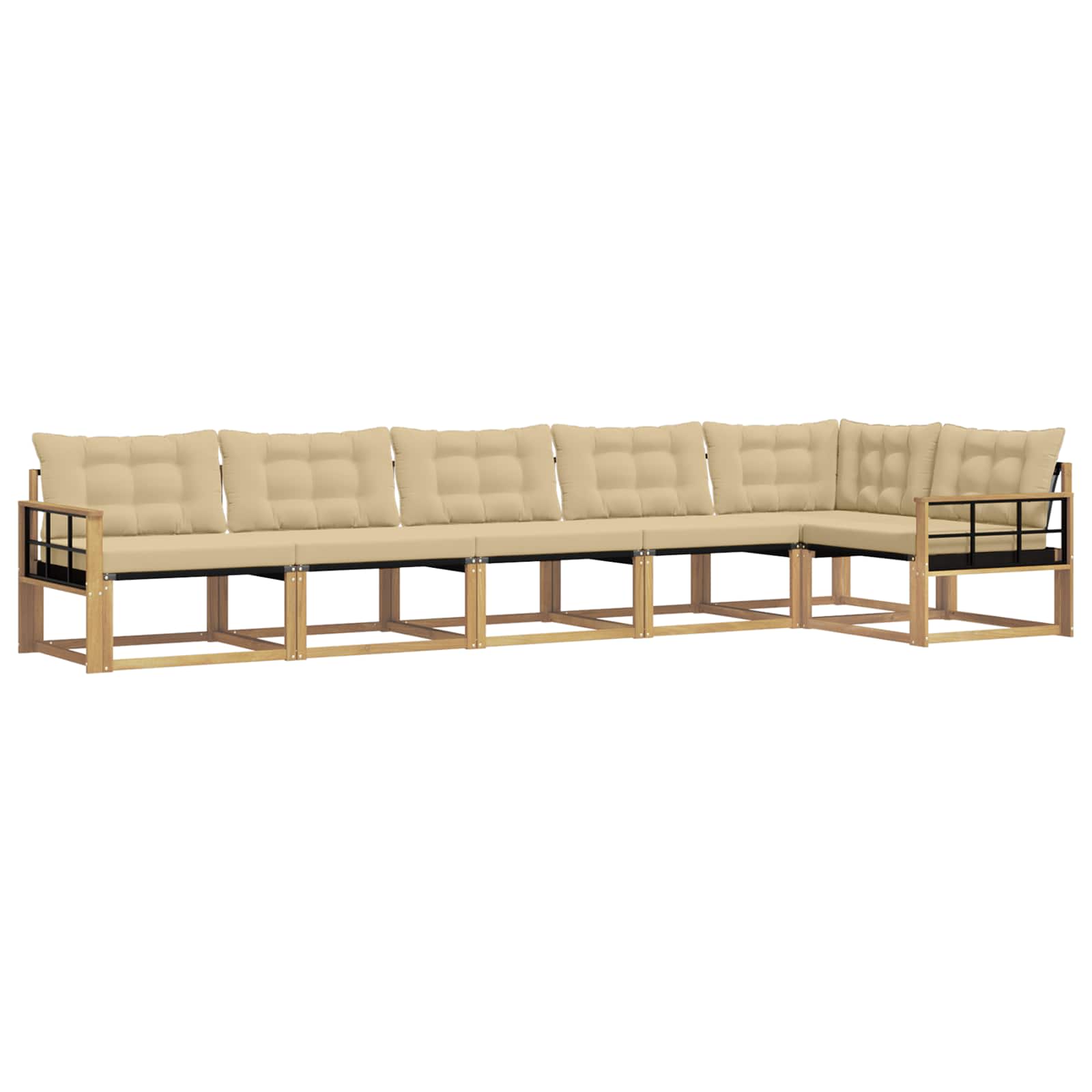 Buiten bankenset met kussen 6 pcs Wit en Beige is nu te koop bij PeponiXL, paradijselijk wonen!