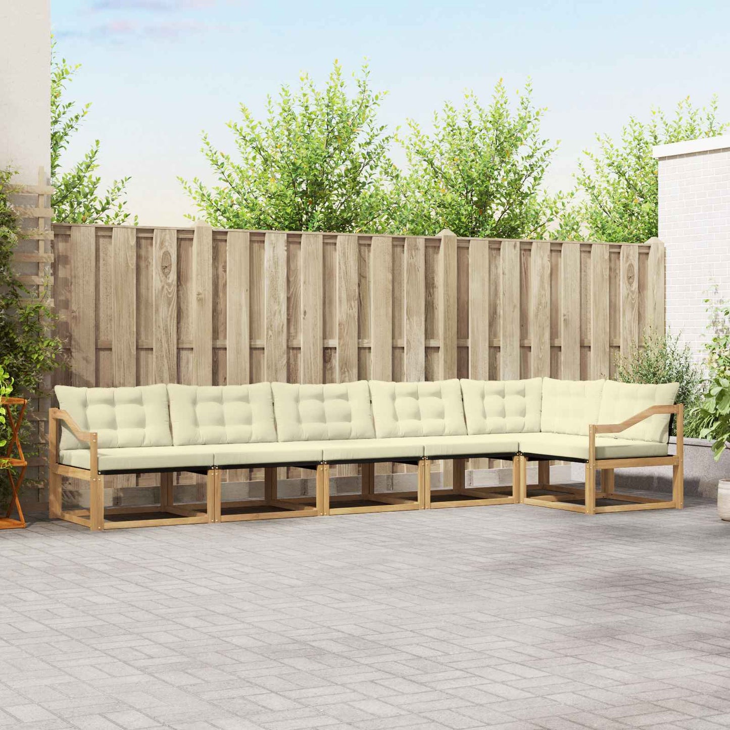 Buiten bankenset met kussen 6 pcs Wit en crèmekleurig is nu te koop bij PeponiXL, paradijselijk wonen!