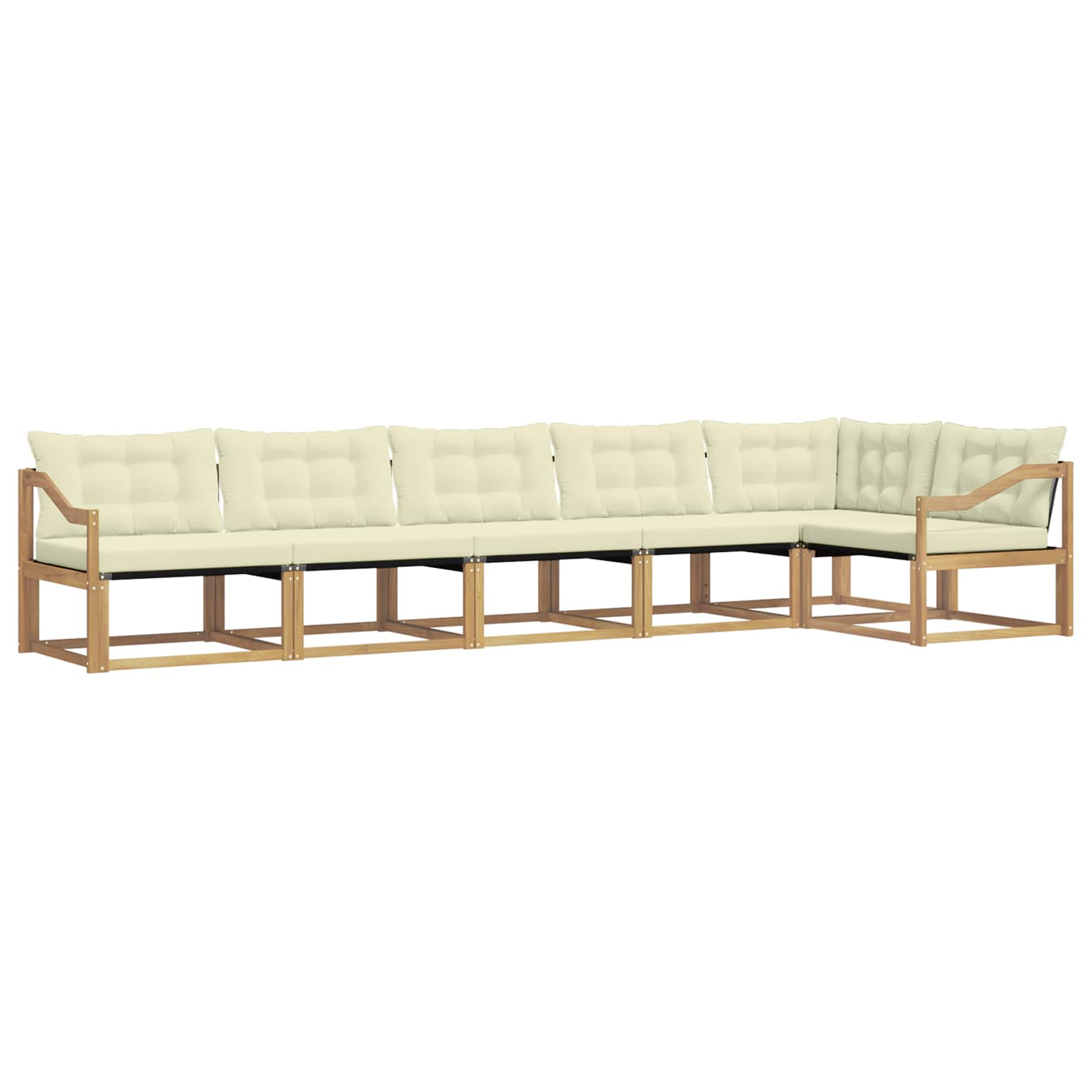 Buiten bankenset met kussen 6 pcs Wit en crèmekleurig is nu te koop bij PeponiXL, paradijselijk wonen!
