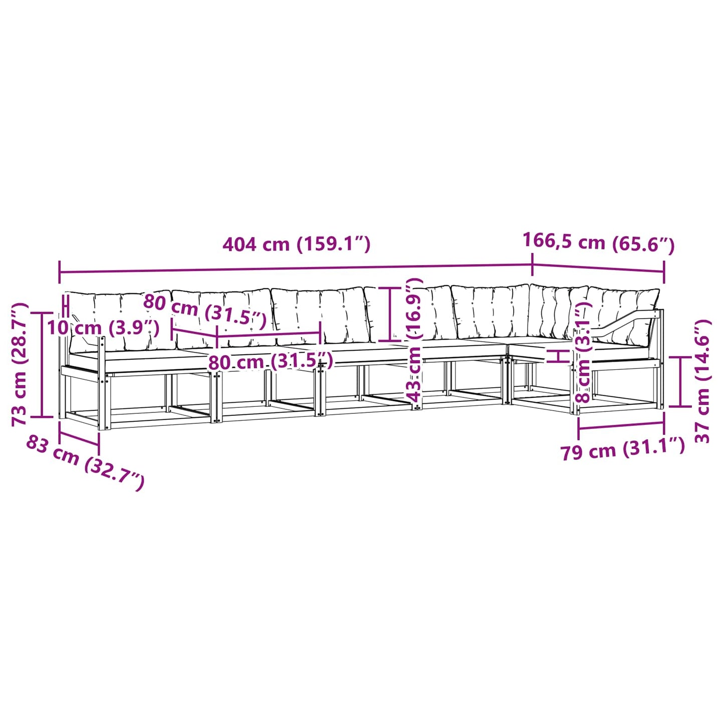 Buiten bankenset met kussen 6 pcs Wit en Beige is nu te koop bij PeponiXL, paradijselijk wonen!