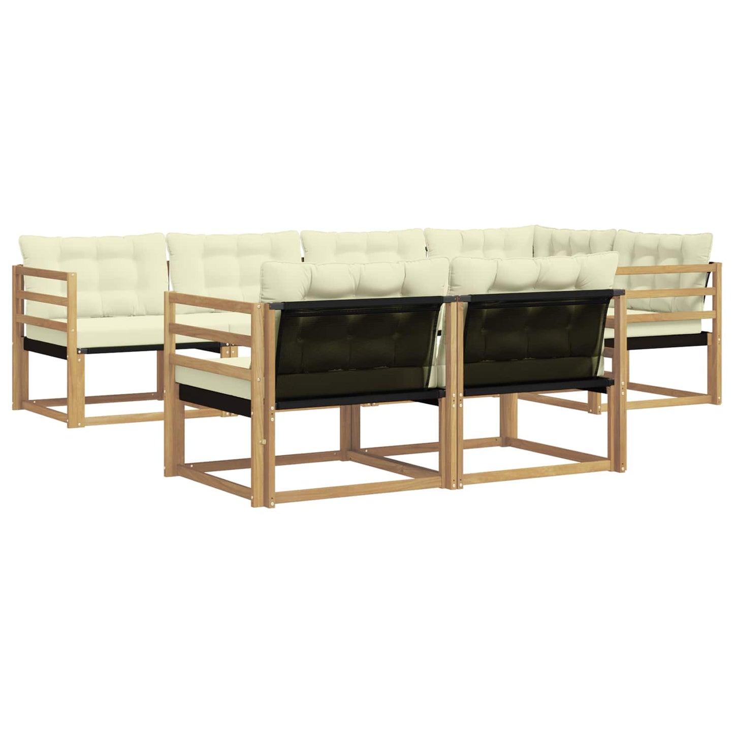 Buiten bankenset met kussen 7 pcs Wit en crèmekleurig is nu te koop bij PeponiXL, paradijselijk wonen!