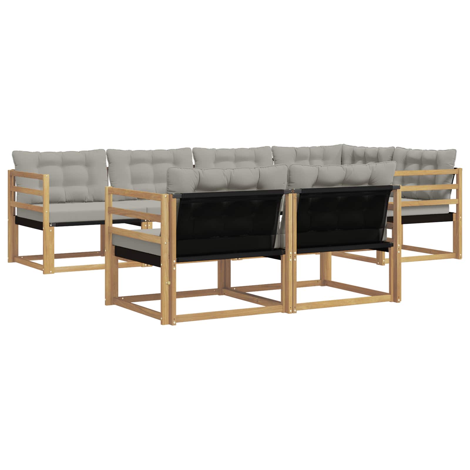 Buiten bankenset met kussen 7 pcs Wit en Lichtgrijs is nu te koop bij PeponiXL, paradijselijk wonen!