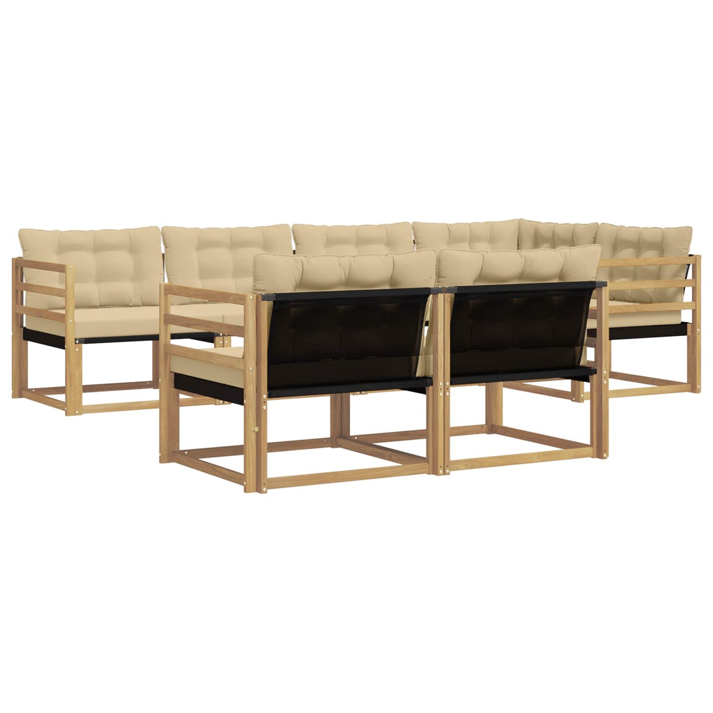 Buiten bankenset met kussen 7 pcs Wit en Beige is nu te koop bij PeponiXL, paradijselijk wonen!
