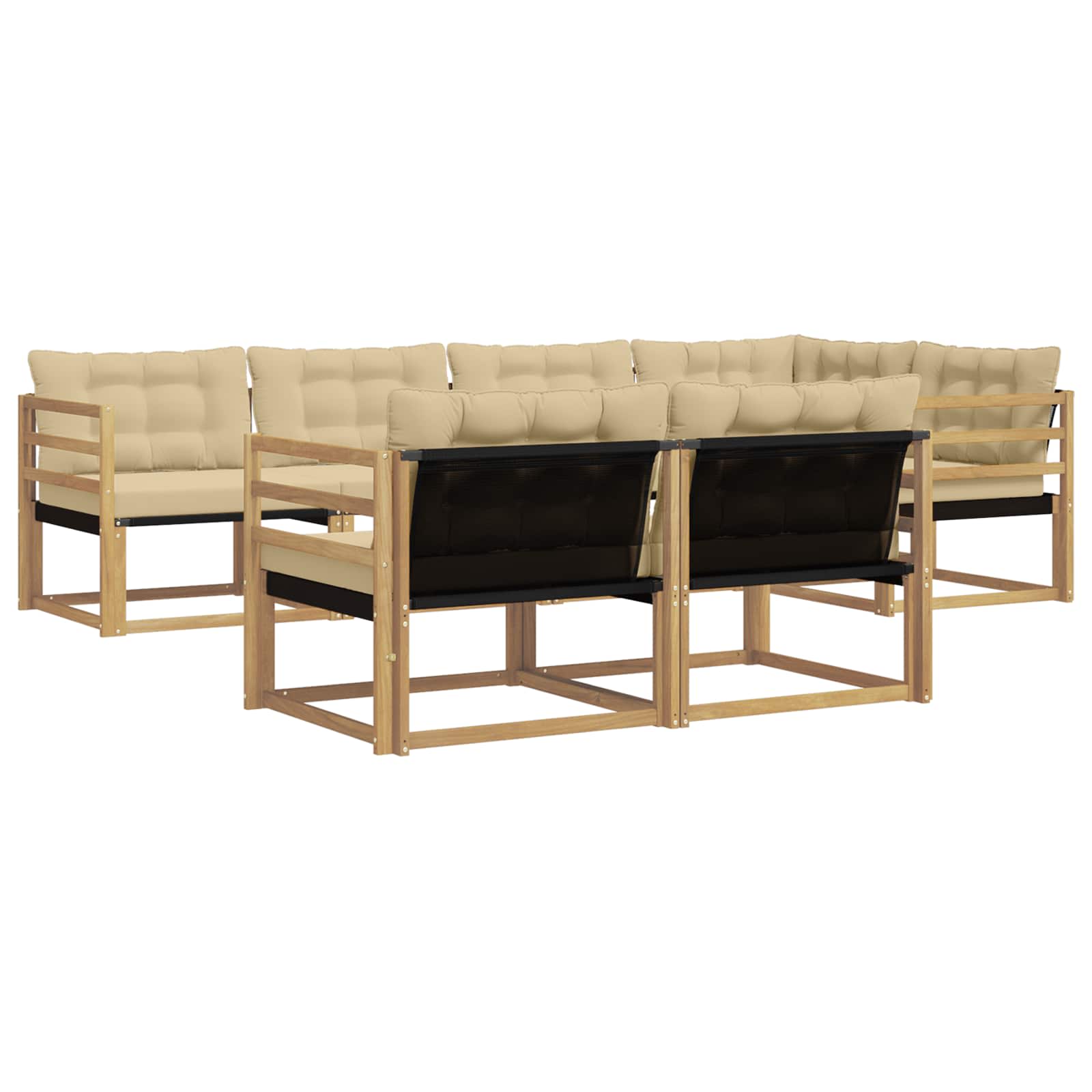 Buiten bankenset met kussen 7 pcs Wit en Beige is nu te koop bij PeponiXL, paradijselijk wonen!