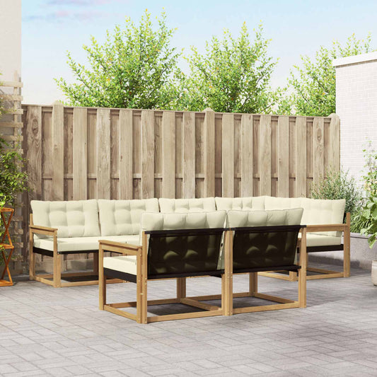 Buiten bankenset met kussen 7 pcs Wit en crèmekleurig is nu te koop bij PeponiXL, paradijselijk wonen!