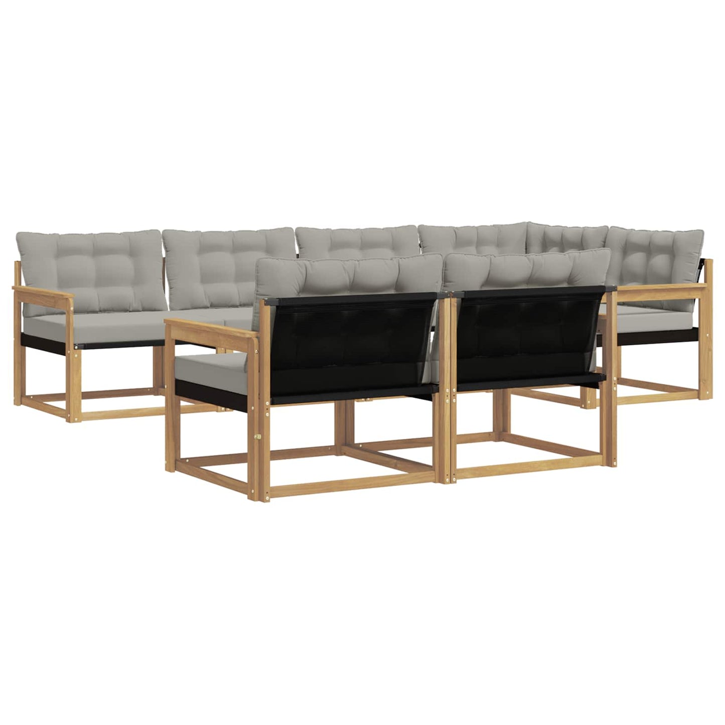 Buiten bankenset met kussen 7 pcs Wit en Lichtgrijs is nu te koop bij PeponiXL, paradijselijk wonen!
