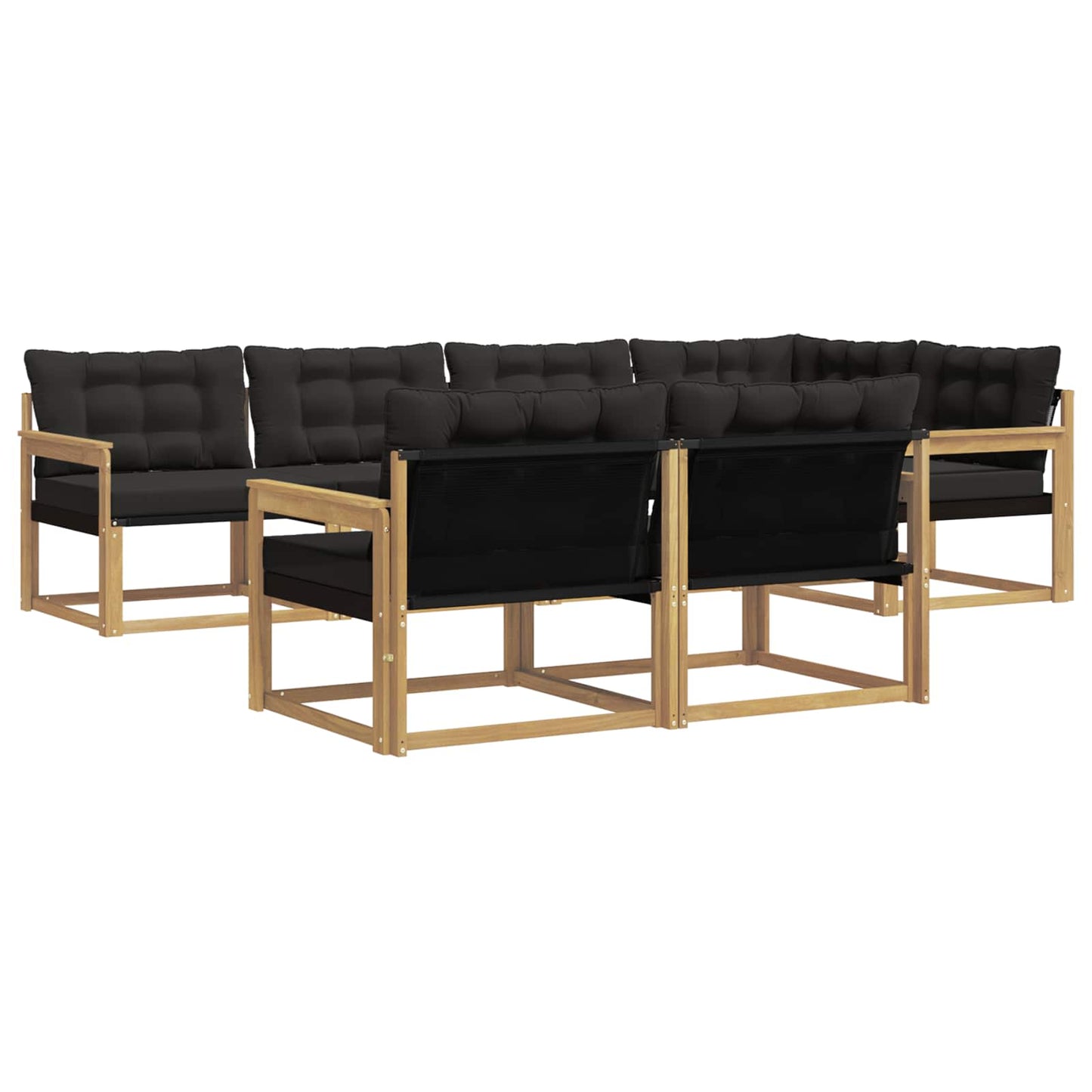 Buiten bankenset met kussen 7 pcs Wit en zwart is nu te koop bij PeponiXL, paradijselijk wonen!