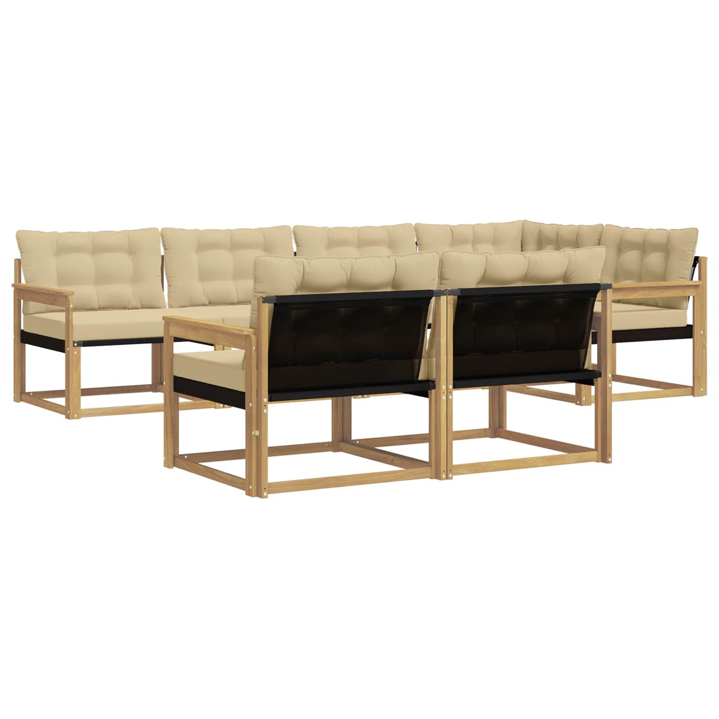 Buiten bankenset met kussen 7 pcs Wit en Beige is nu te koop bij PeponiXL, paradijselijk wonen!