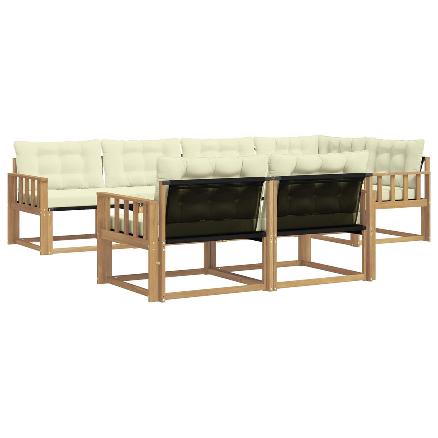 Buiten bankenset met kussen 7 pcs Wit en crèmekleurig is nu te koop bij PeponiXL, paradijselijk wonen!