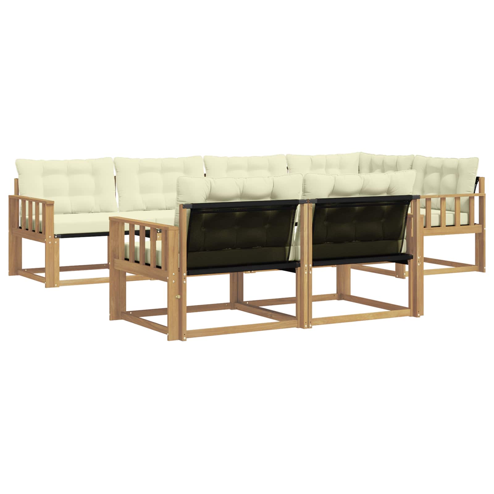 Buiten bankenset met kussen 7 pcs Wit en crèmekleurig is nu te koop bij PeponiXL, paradijselijk wonen!