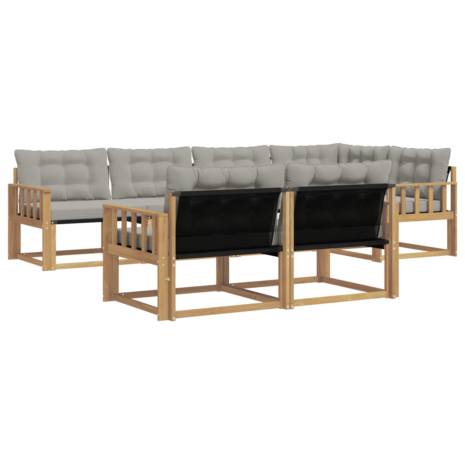 Buiten bankenset met kussen 7 pcs Wit en Lichtgrijs is nu te koop bij PeponiXL, paradijselijk wonen!