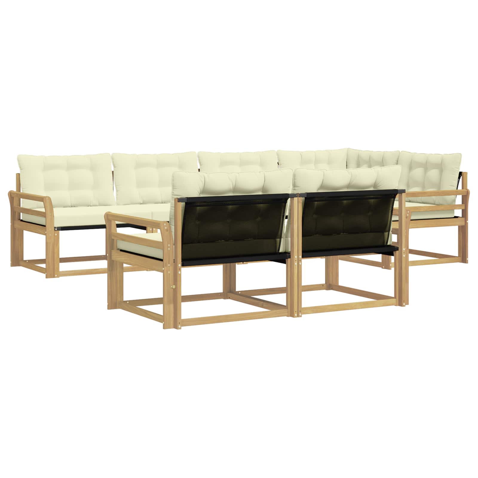 Buiten bankenset met kussen 7 pcs Wit en crèmekleurig is nu te koop bij PeponiXL, paradijselijk wonen!