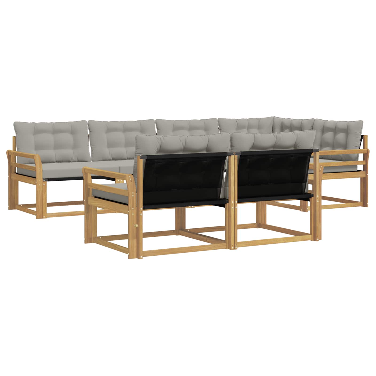 Buiten bankenset met kussen 7 pcs Wit en Lichtgrijs is nu te koop bij PeponiXL, paradijselijk wonen!