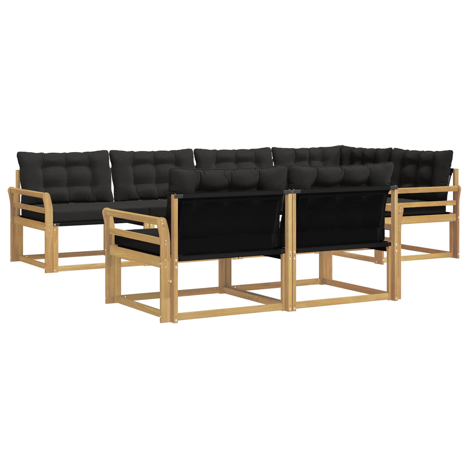 Buiten bankenset met kussen 7 pcs Wit en zwart is nu te koop bij PeponiXL, paradijselijk wonen!