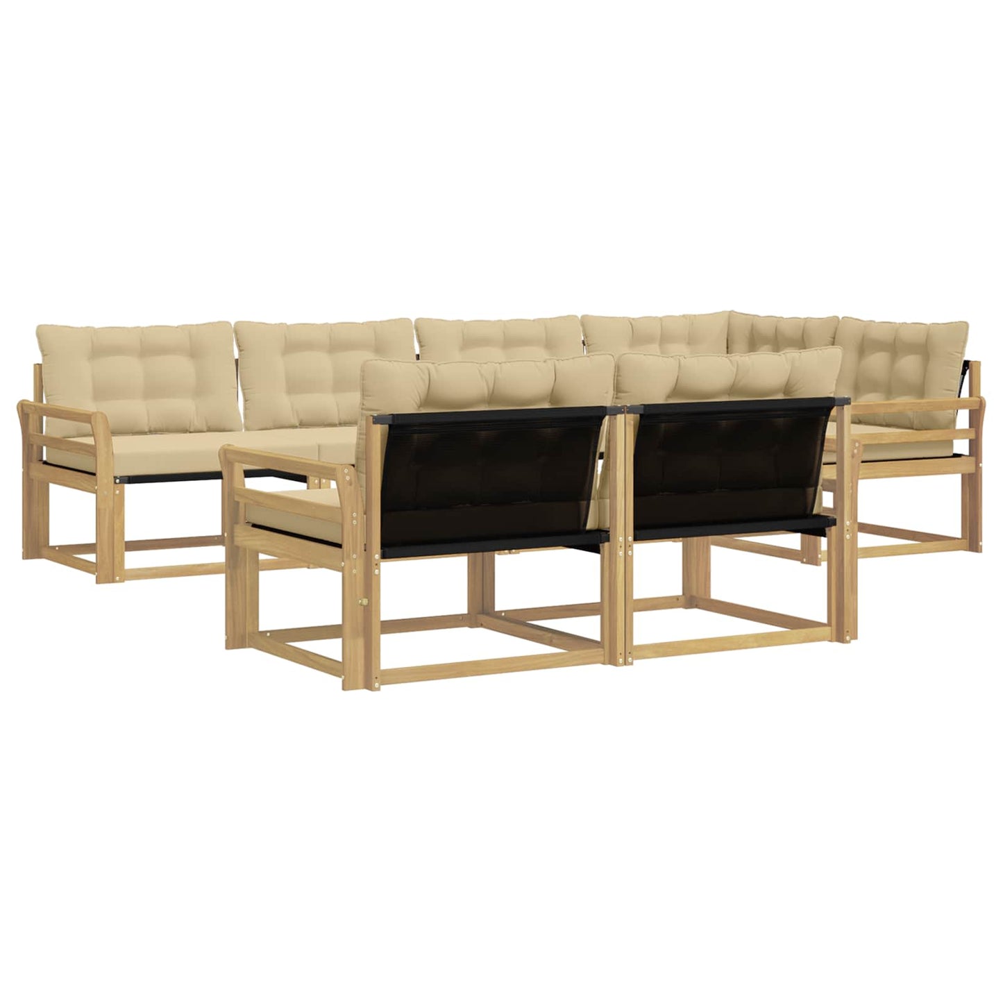 Buiten bankenset met kussen 7 pcs Wit en Beige is nu te koop bij PeponiXL, paradijselijk wonen!
