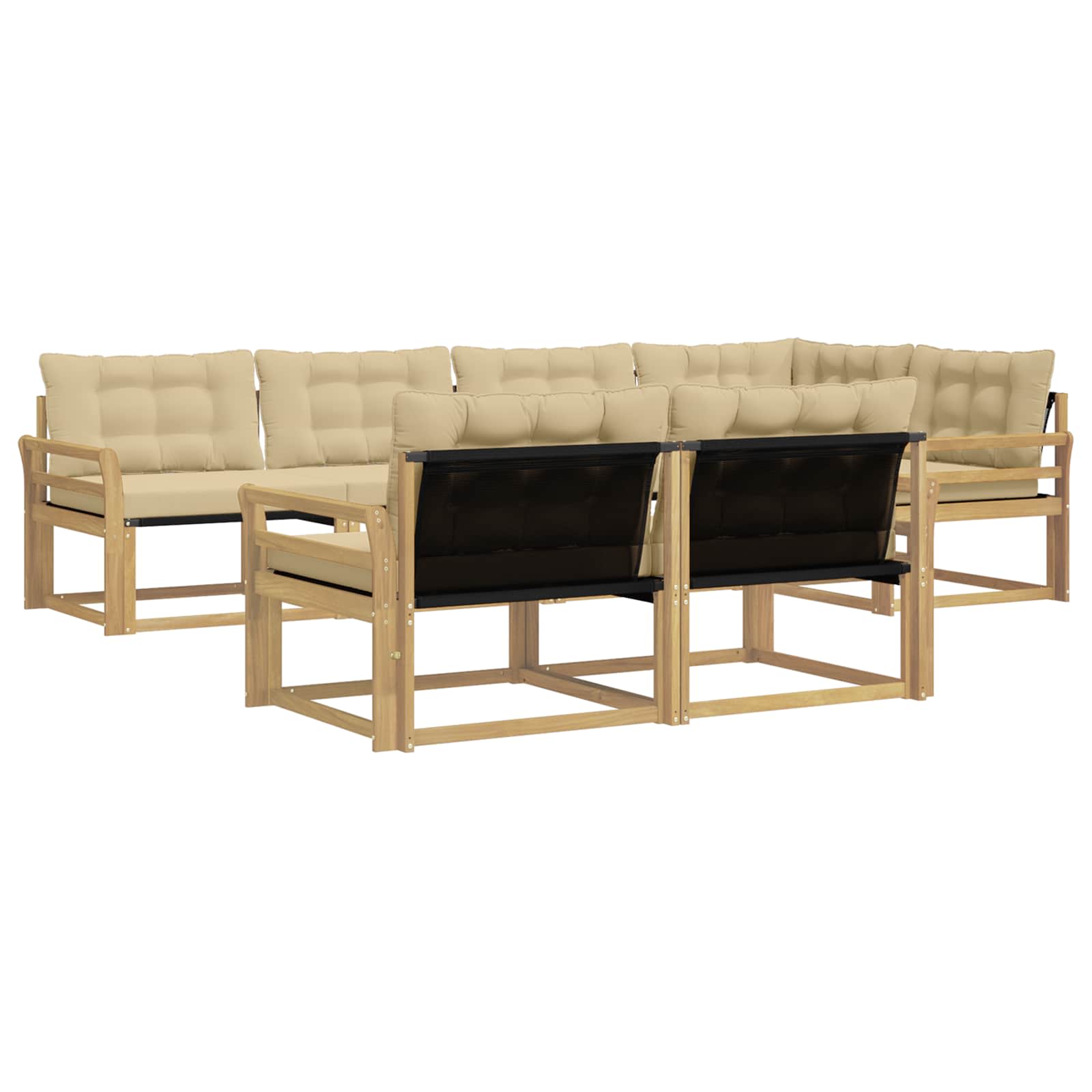 Buiten bankenset met kussen 7 pcs Wit en Beige is nu te koop bij PeponiXL, paradijselijk wonen!