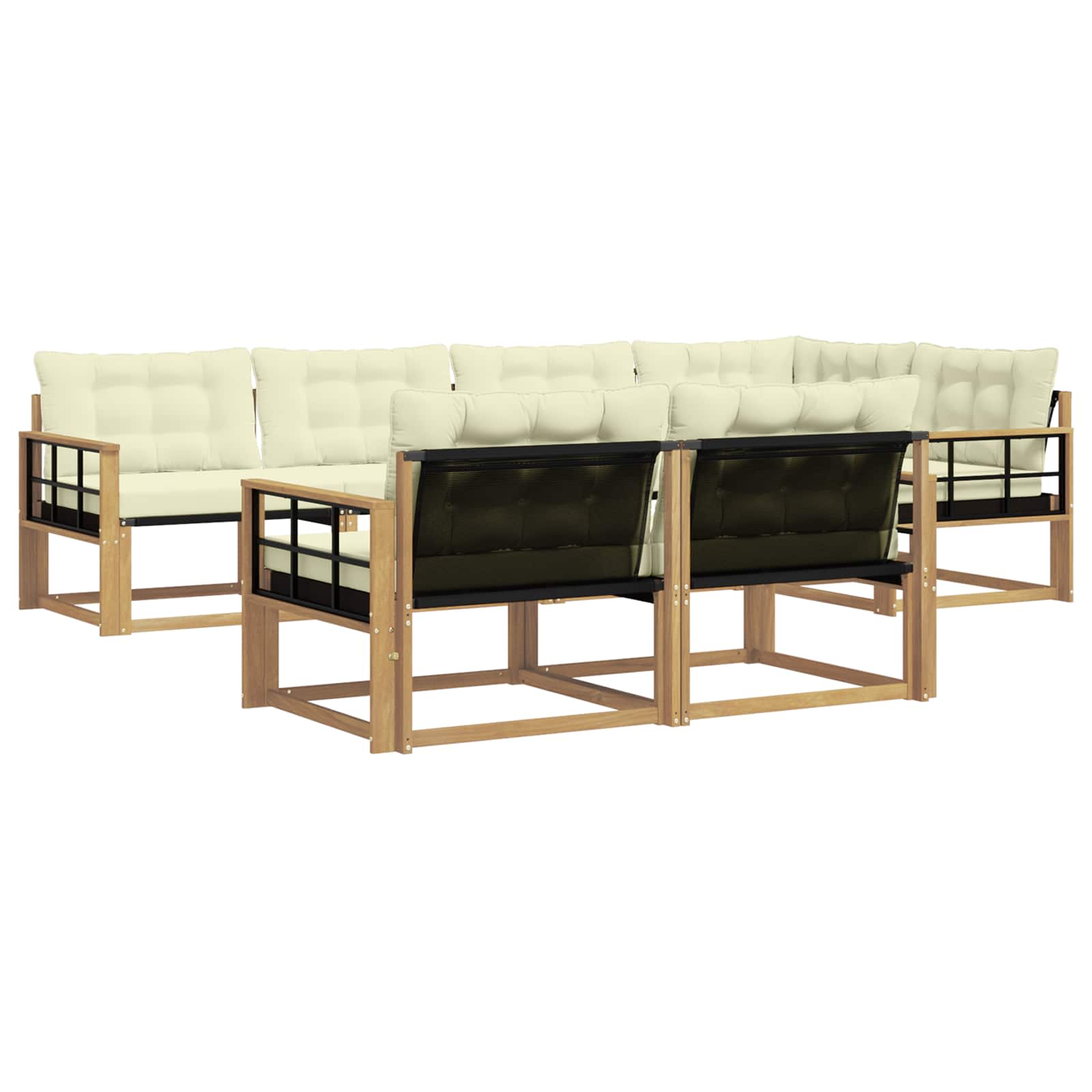 Buiten bankenset met kussen 7 pcs Wit en crèmekleurig is nu te koop bij PeponiXL, paradijselijk wonen!