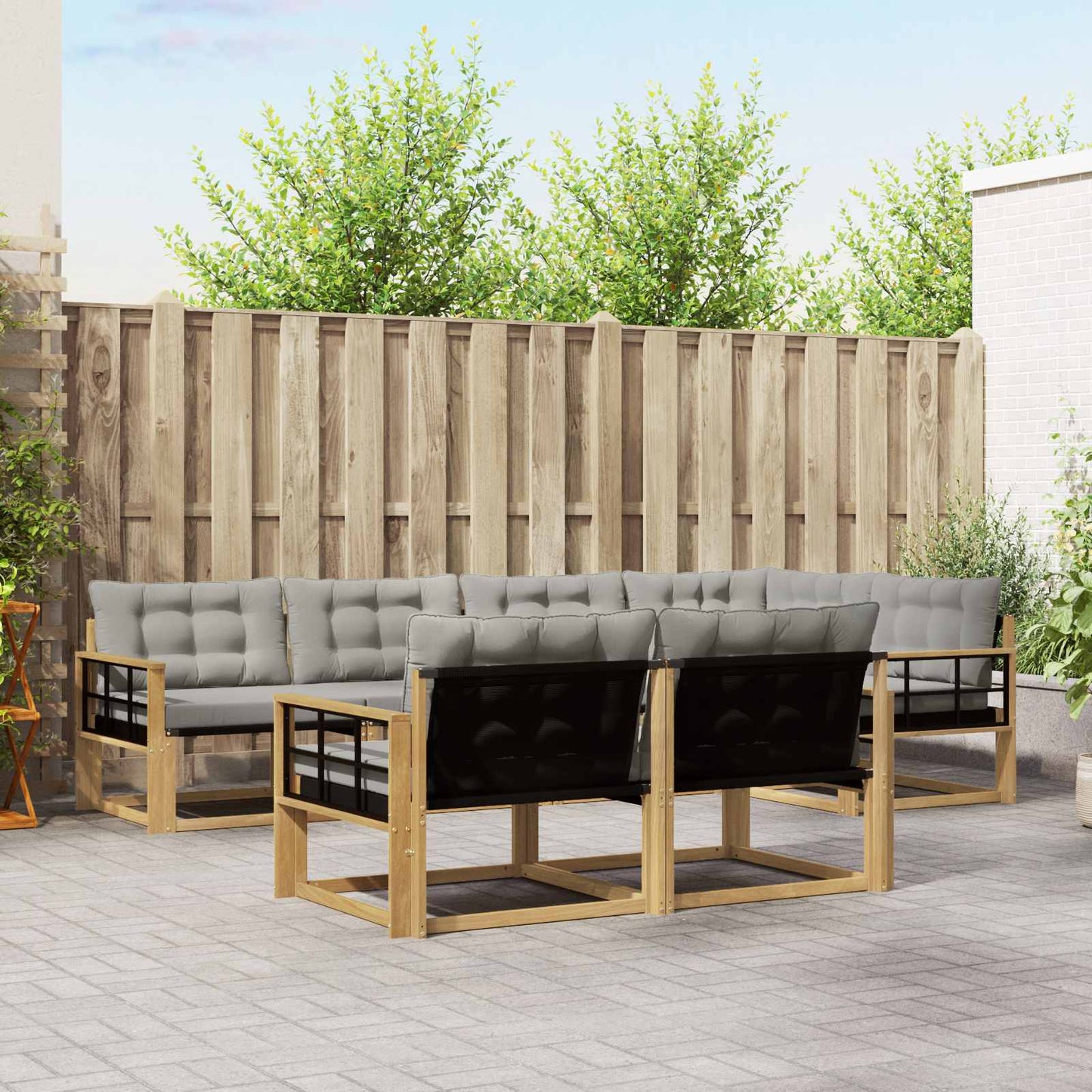 Buiten bankenset 7 pcs Wit en Lichtgrijs is nu te koop bij PeponiXL, paradijselijk wonen!