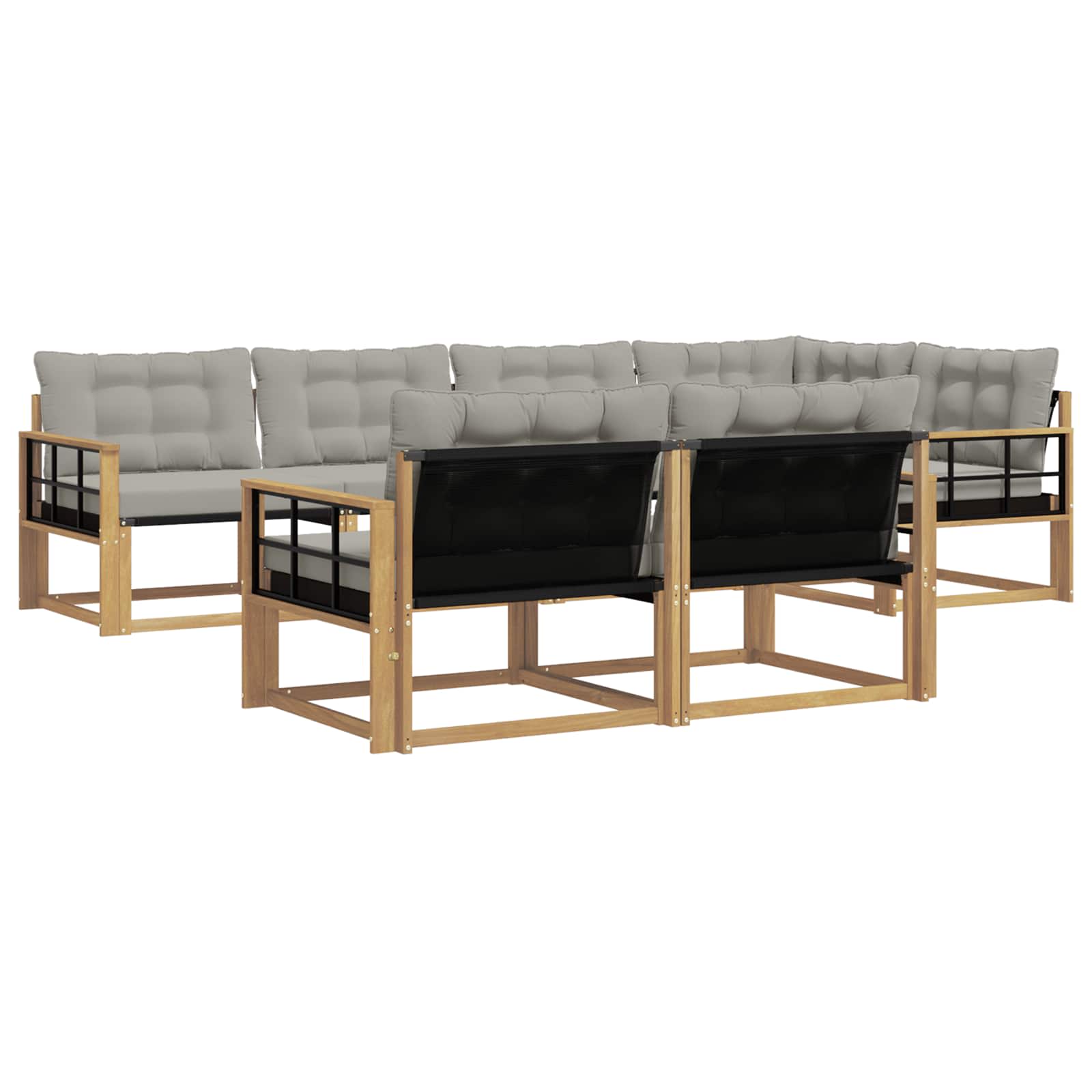 Buiten bankenset 7 pcs Wit en Lichtgrijs is nu te koop bij PeponiXL, paradijselijk wonen!