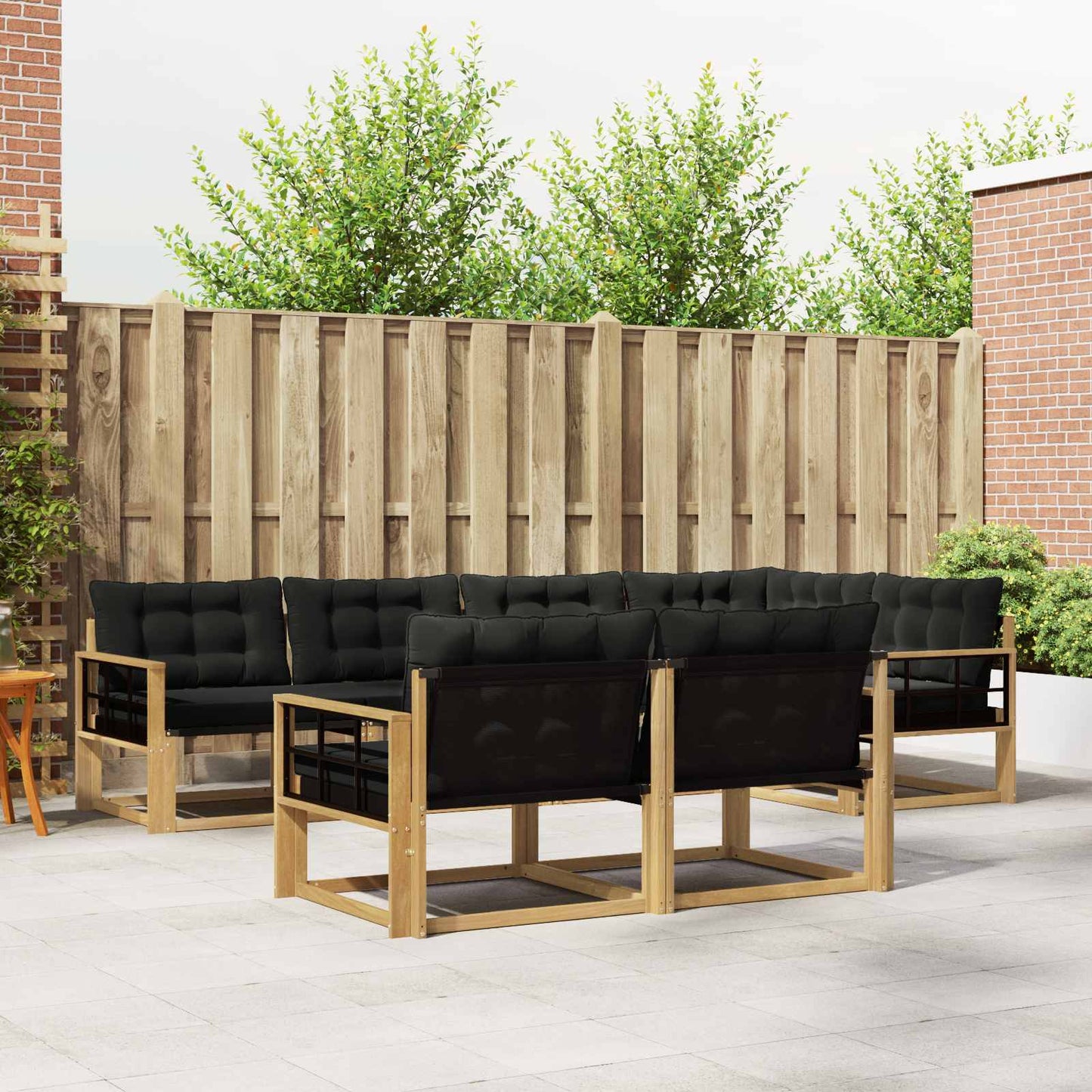 Buiten bankenset met kussen 7 pcs Wit en zwart is nu te koop bij PeponiXL, paradijselijk wonen!