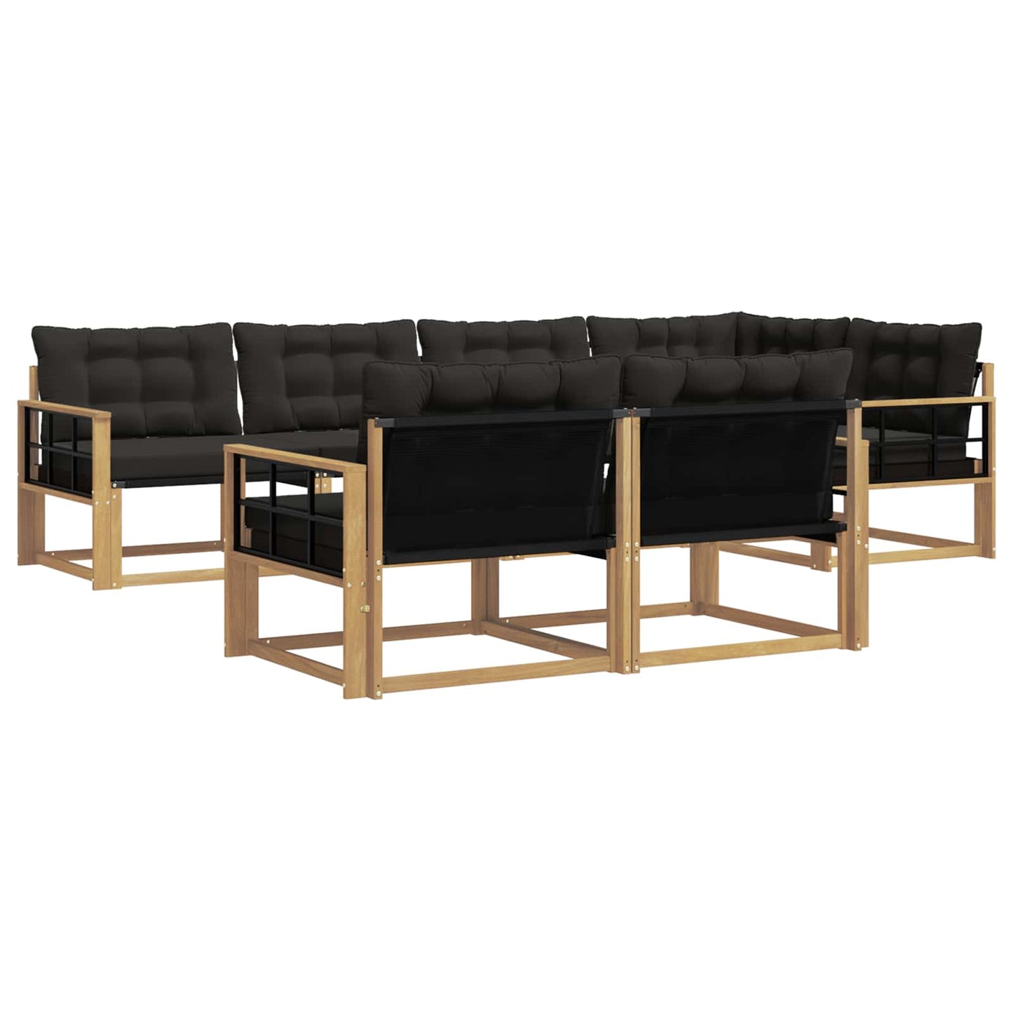 Buiten bankenset met kussen 7 pcs Wit en zwart is nu te koop bij PeponiXL, paradijselijk wonen!