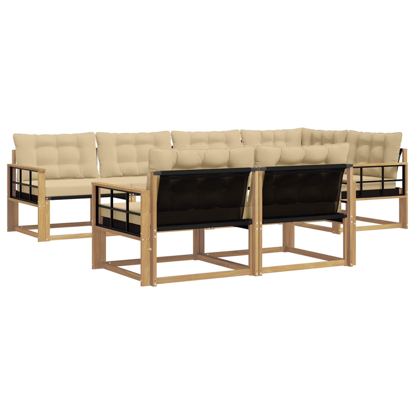 Buiten bankenset met kussen 7 pcs Wit en Beige is nu te koop bij PeponiXL, paradijselijk wonen!