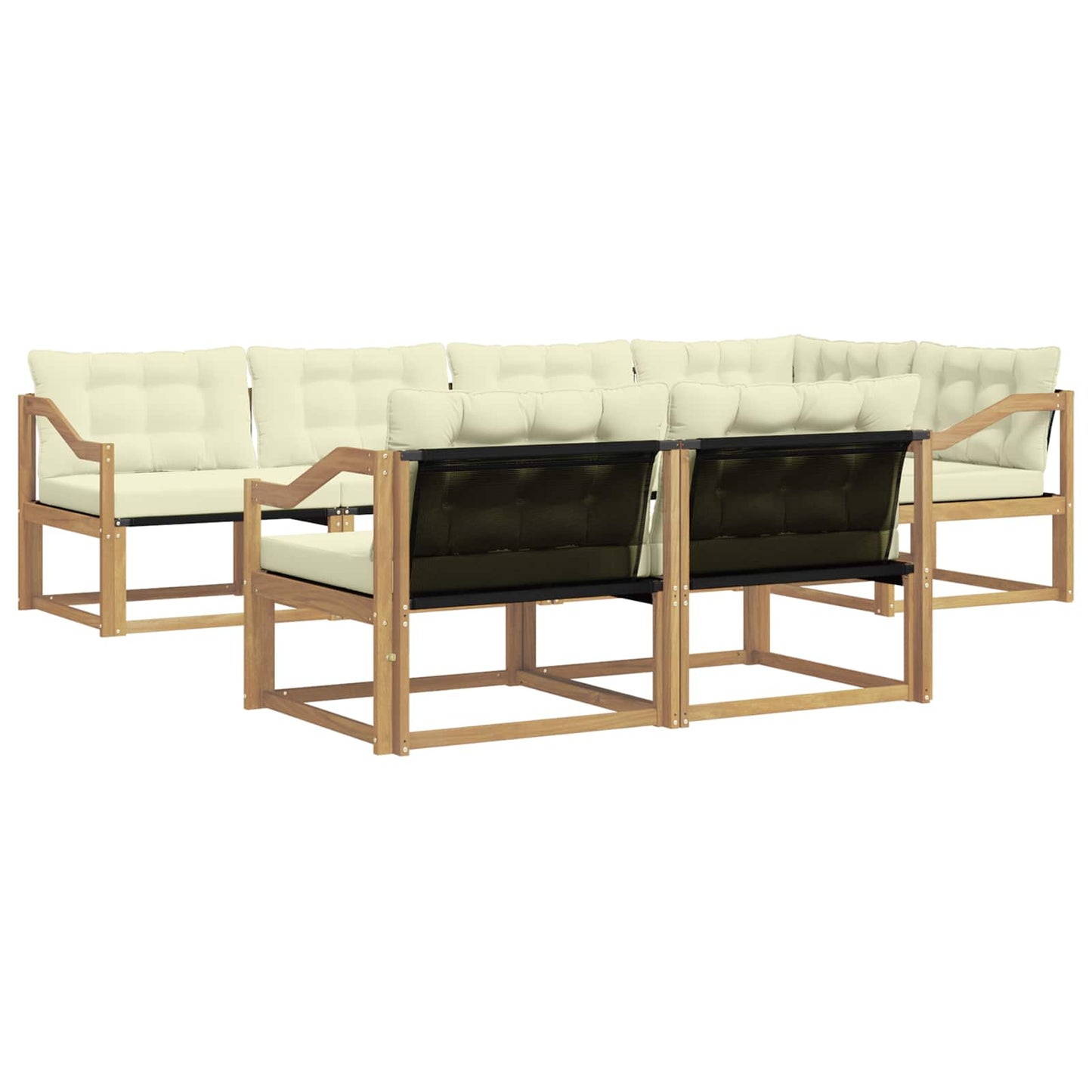 Buiten bankenset met kussen 7 pcs Wit en crèmekleurig is nu te koop bij PeponiXL, paradijselijk wonen!
