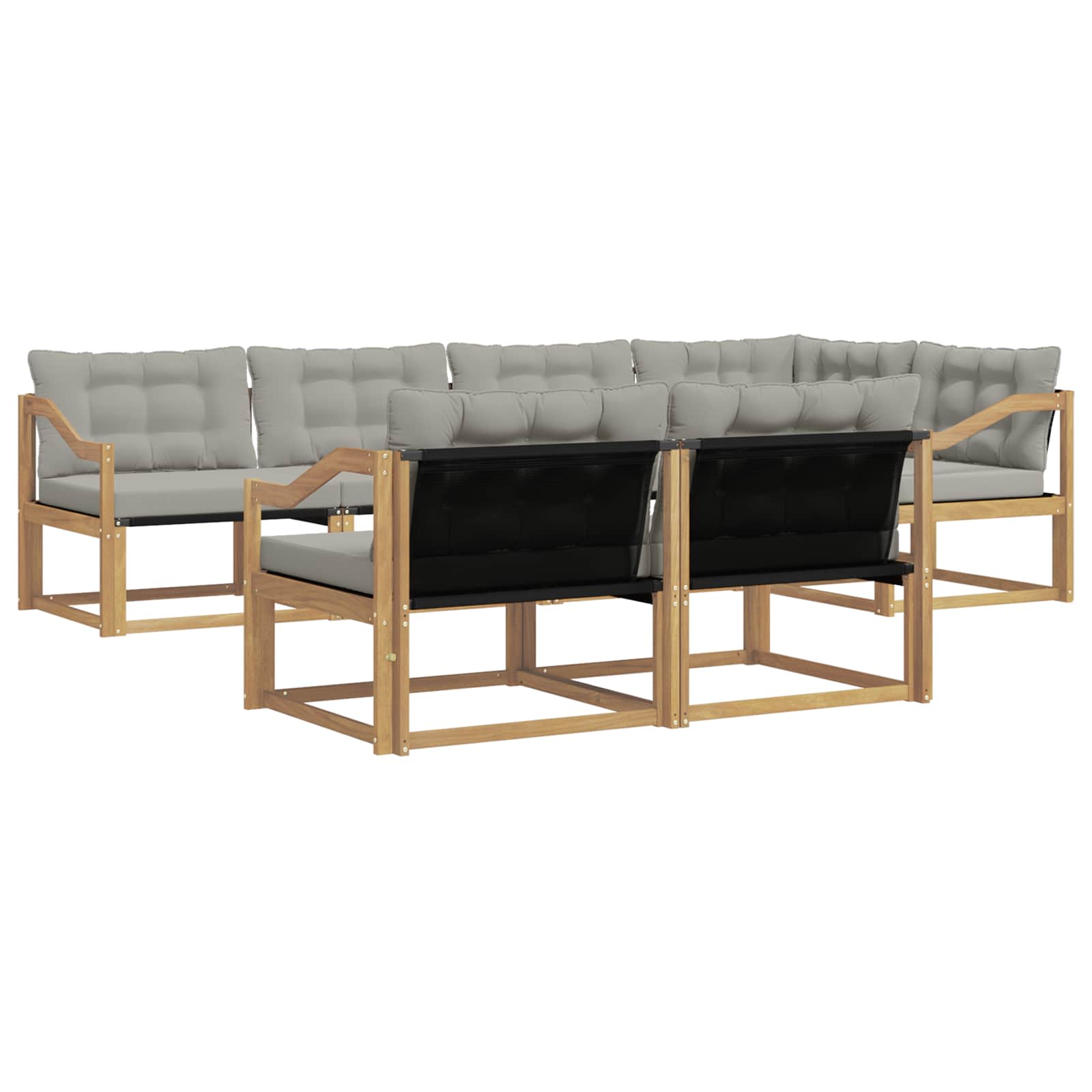 Buiten bankenset met kussen 7 pcs Wit en Lichtgrijs is nu te koop bij PeponiXL, paradijselijk wonen!