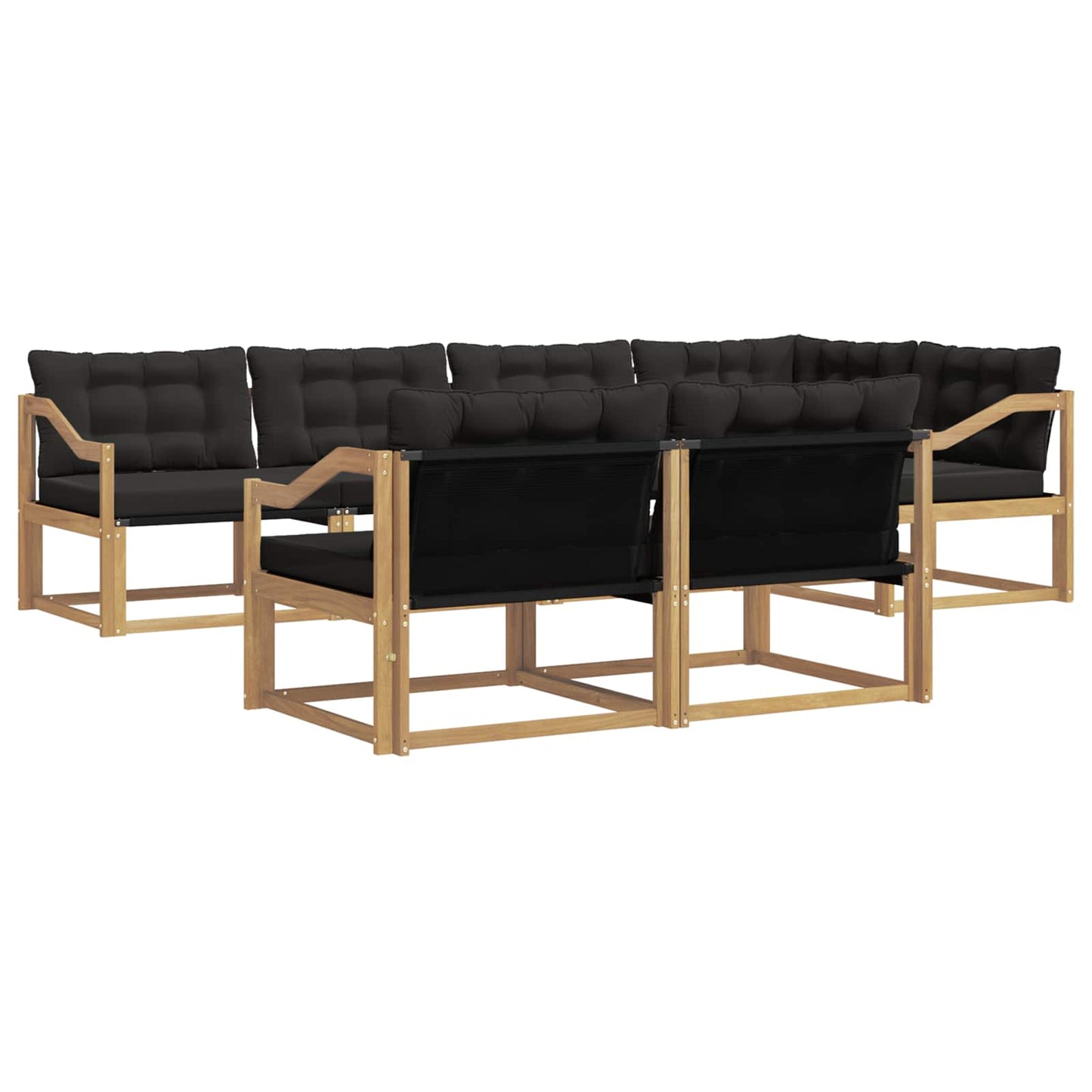 Buiten bankenset met kussen 7 pcs Wit en zwart is nu te koop bij PeponiXL, paradijselijk wonen!