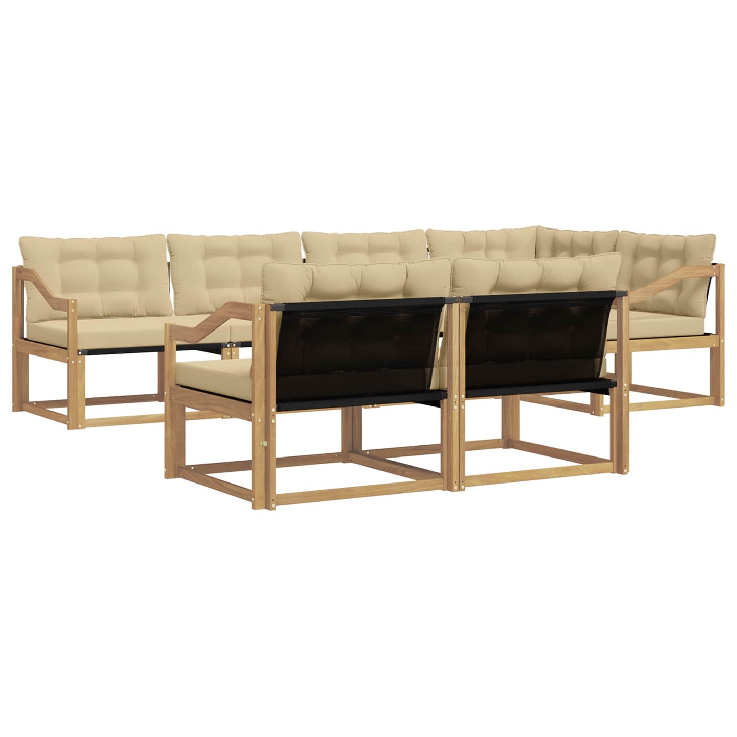 Buiten bankenset met kussen 7 pcs Wit en Beige is nu te koop bij PeponiXL, paradijselijk wonen!