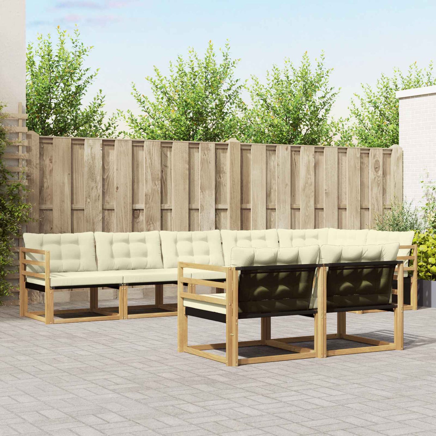 Buiten bankenset met kussen 8 pcs Wit en crèmekleurig is nu te koop bij PeponiXL, paradijselijk wonen!