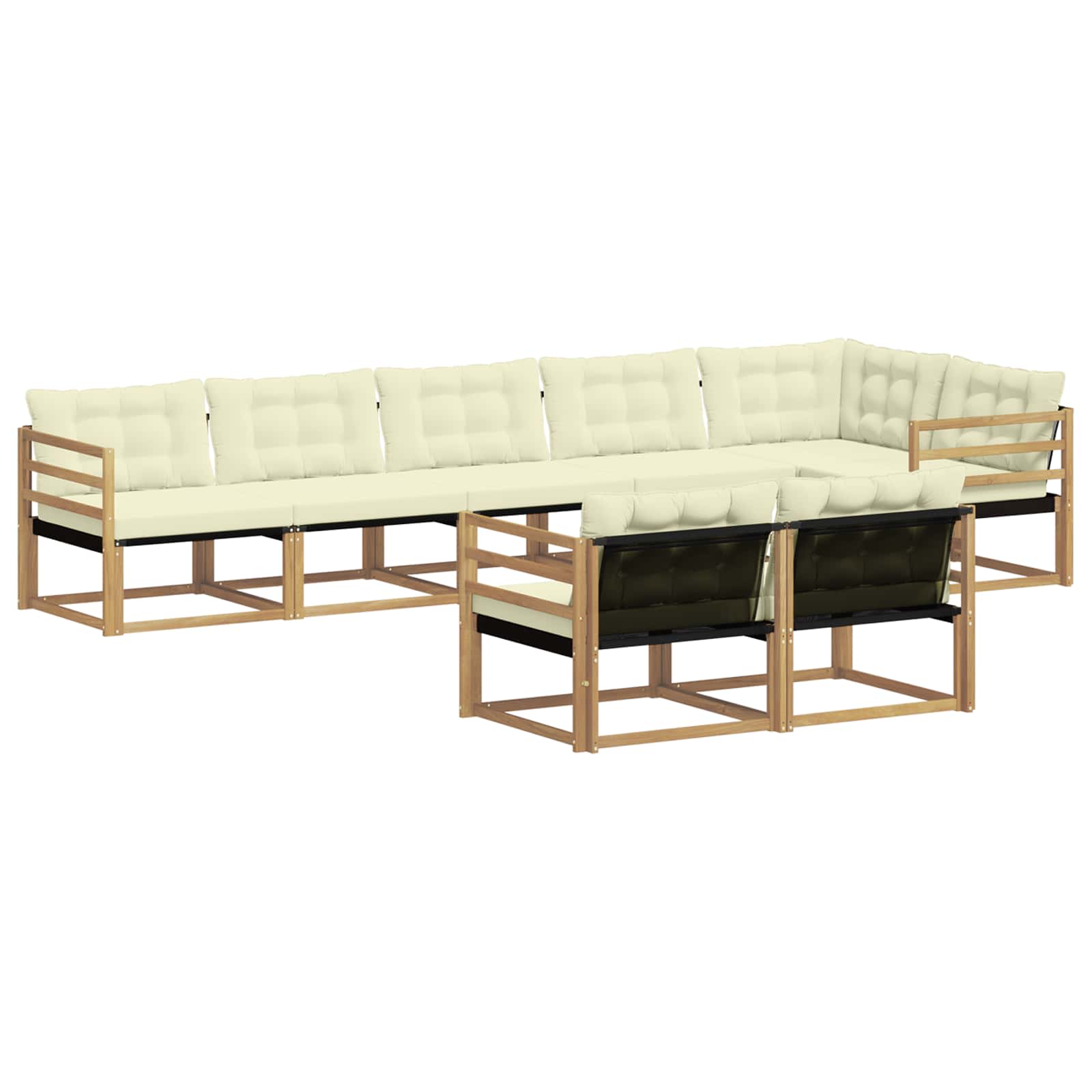 Buiten bankenset met kussen 8 pcs Wit en crèmekleurig is nu te koop bij PeponiXL, paradijselijk wonen!