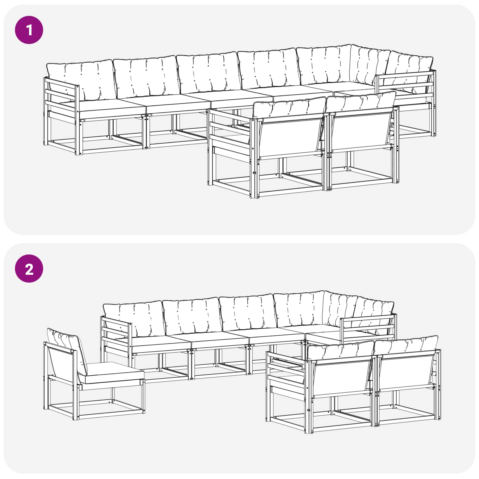 Buiten bankenset met kussen 8 pcs Wit en crèmekleurig is nu te koop bij PeponiXL, paradijselijk wonen!