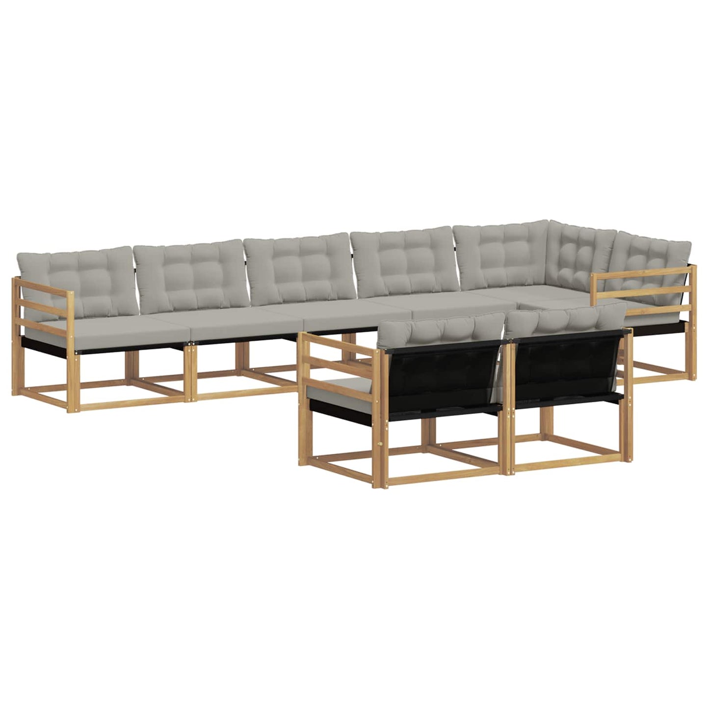 Buiten bankenset met kussen 8 pcs Wit en Lichtgrijs is nu te koop bij PeponiXL, paradijselijk wonen!