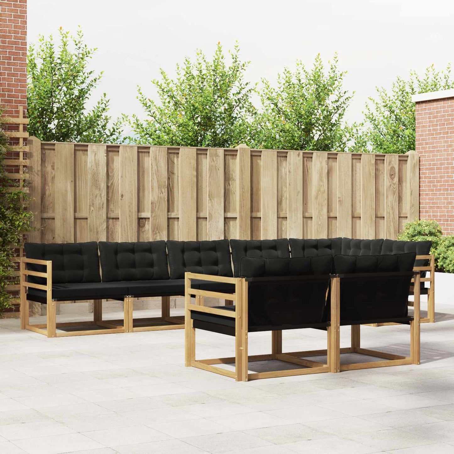 Buiten bankenset met kussen 8 pcs Wit en zwart is nu te koop bij PeponiXL, paradijselijk wonen!
