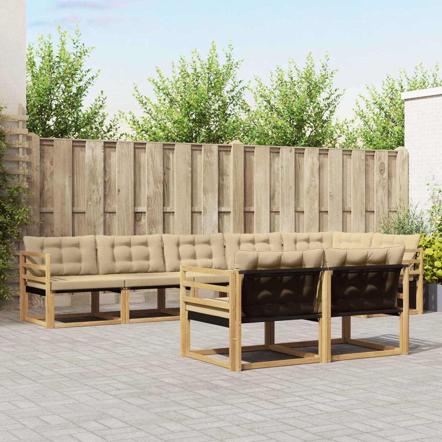 Buiten bankenset met kussen 8 pcs Wit en Beige is nu te koop bij PeponiXL, paradijselijk wonen!