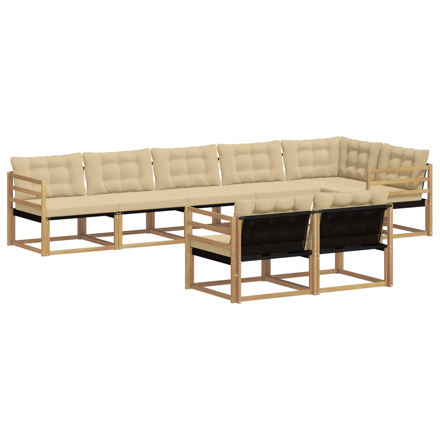 Buiten bankenset met kussen 8 pcs Wit en Beige is nu te koop bij PeponiXL, paradijselijk wonen!