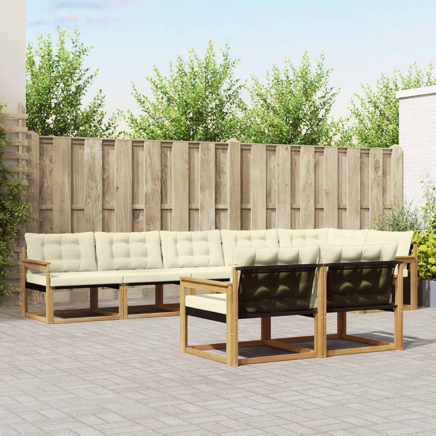 Buiten bankenset met kussen 8 pcs Wit en crèmekleurig is nu te koop bij PeponiXL, paradijselijk wonen!