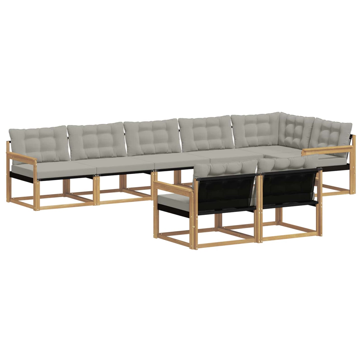 Buiten bankenset met kussen 8 pcs Wit en Lichtgrijs is nu te koop bij PeponiXL, paradijselijk wonen!