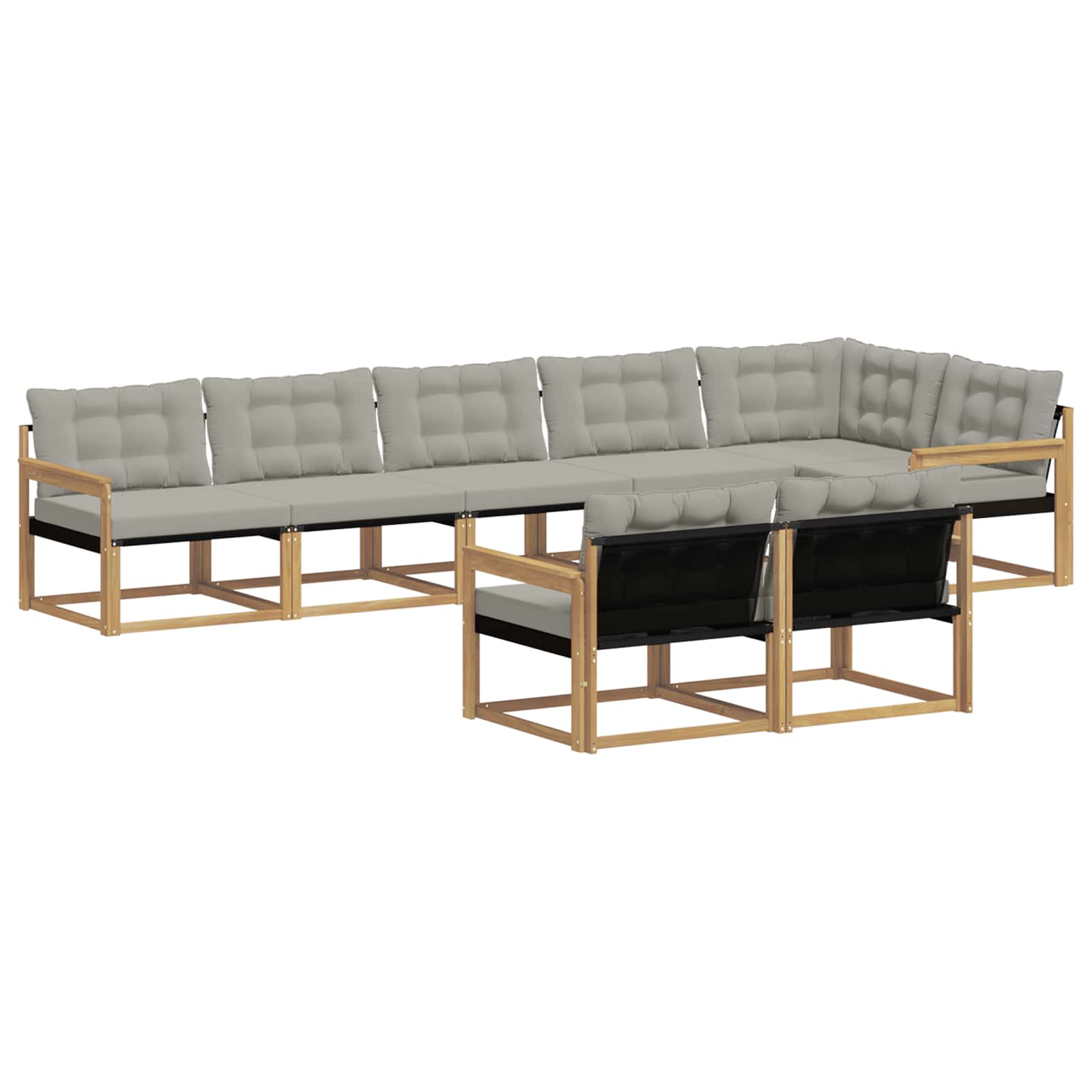 Buiten bankenset met kussen 8 pcs Wit en Lichtgrijs is nu te koop bij PeponiXL, paradijselijk wonen!