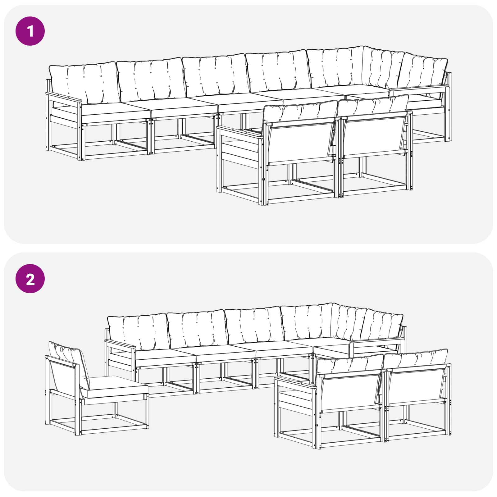 Buiten bankenset met kussen 8 pcs Wit en Lichtgrijs is nu te koop bij PeponiXL, paradijselijk wonen!