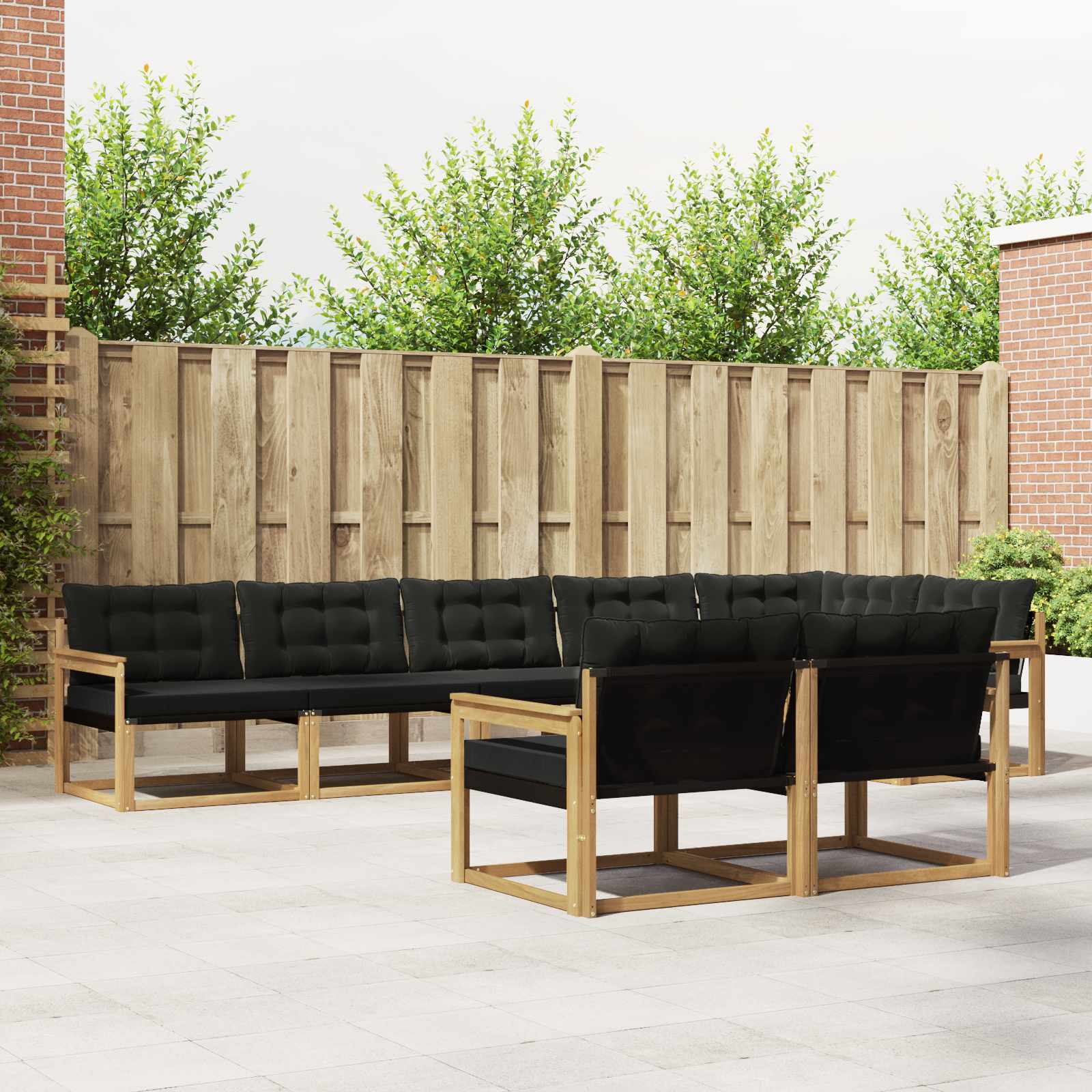 Buiten bankenset met kussen 8 pcs Wit en zwart is nu te koop bij PeponiXL, paradijselijk wonen!