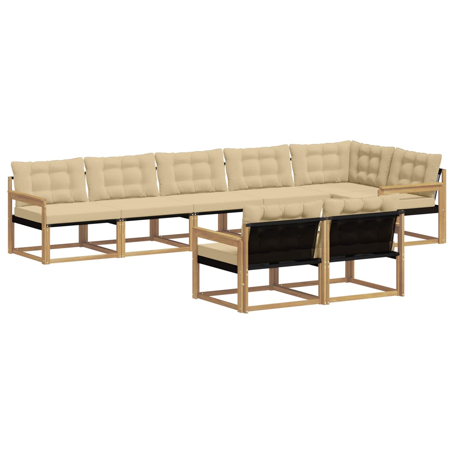 Buiten bankenset met kussen 8 pcs Wit en Beige is nu te koop bij PeponiXL, paradijselijk wonen!