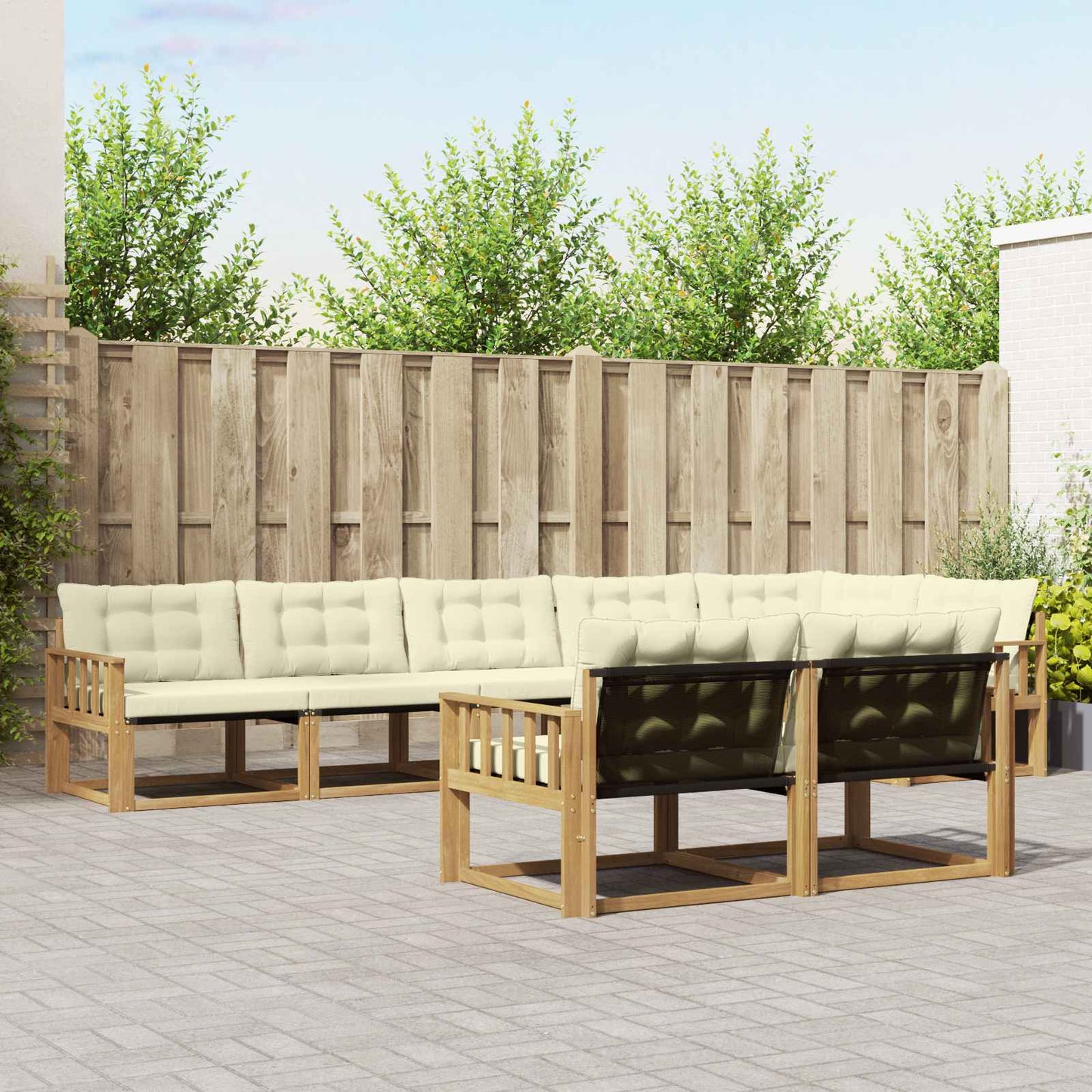 Buiten bankenset met kussen 8 pcs Wit en crèmekleurig is nu te koop bij PeponiXL, paradijselijk wonen!