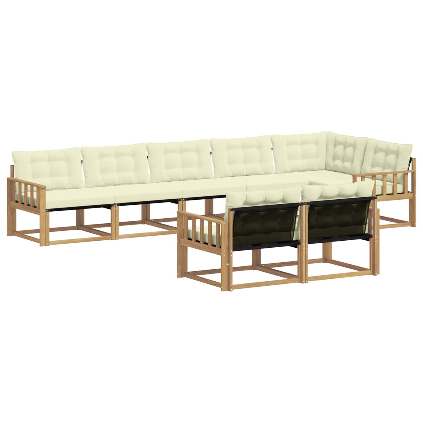 Buiten bankenset met kussen 8 pcs Wit en crèmekleurig is nu te koop bij PeponiXL, paradijselijk wonen!