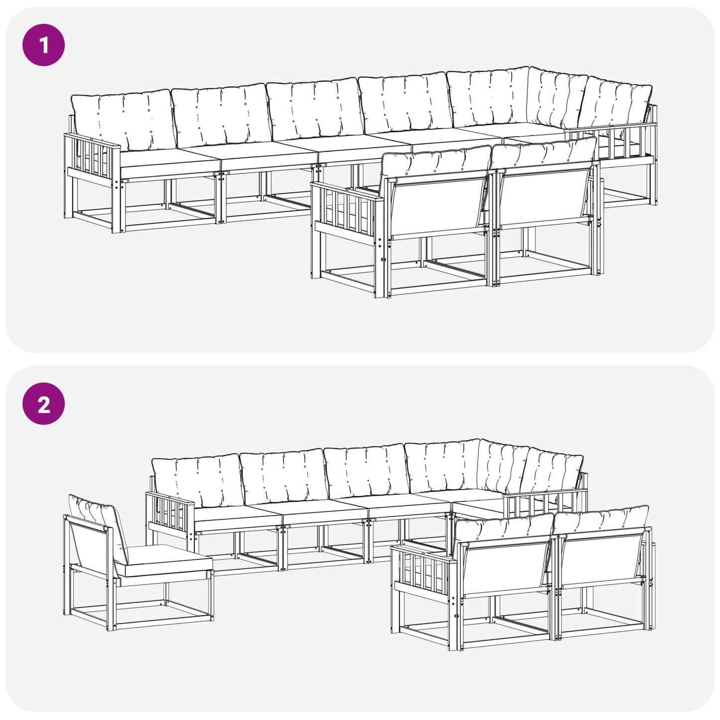 Buiten bankenset met kussen 8 pcs Wit en crèmekleurig is nu te koop bij PeponiXL, paradijselijk wonen!