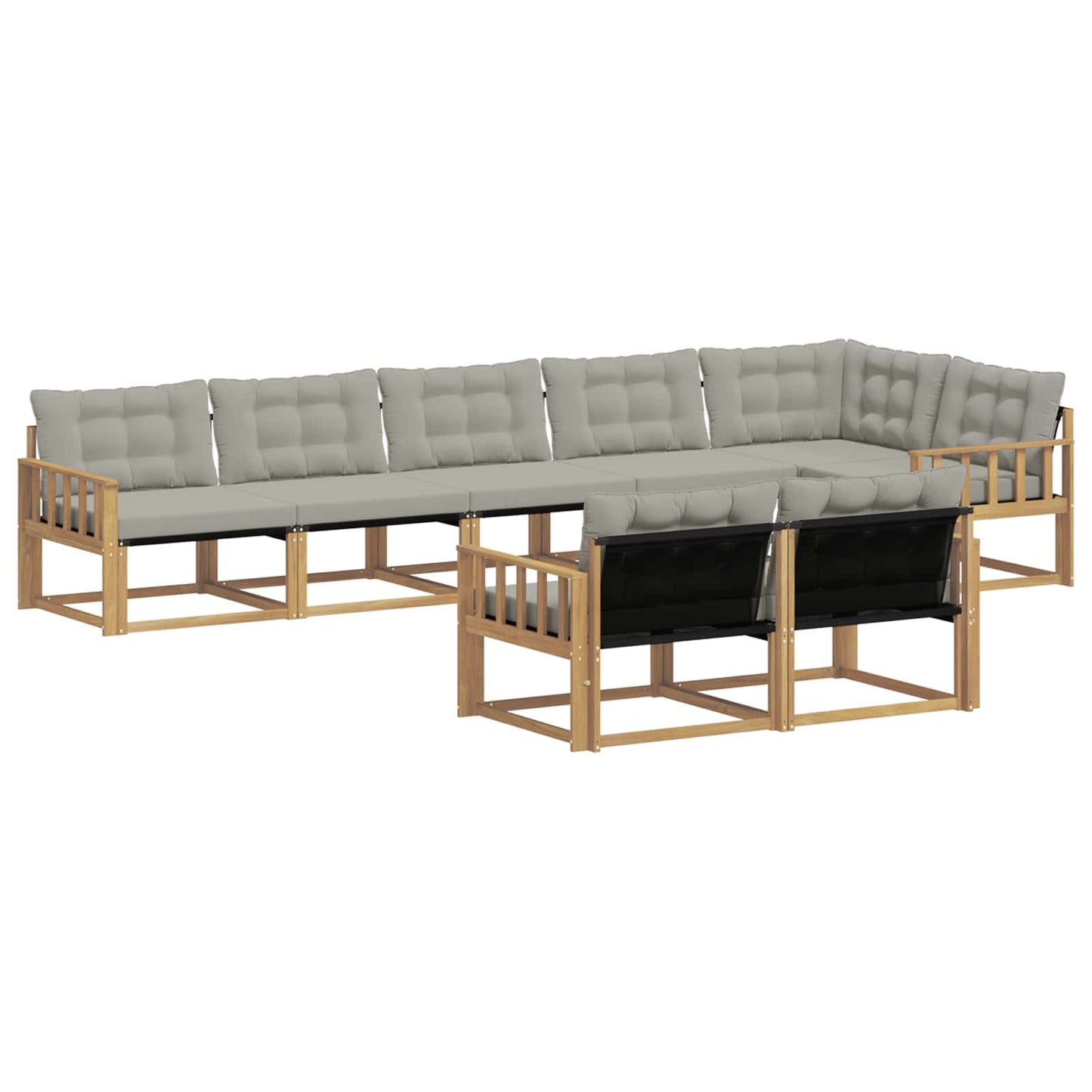 Buiten bankenset met kussen 8 pcs Wit en Lichtgrijs is nu te koop bij PeponiXL, paradijselijk wonen!